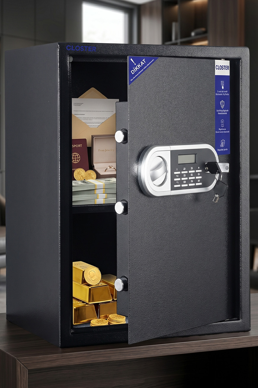 Closter CLP-502 Büyük Boy Yüksek Kaliteli Çelik Para Kasası 30x35x50 cm